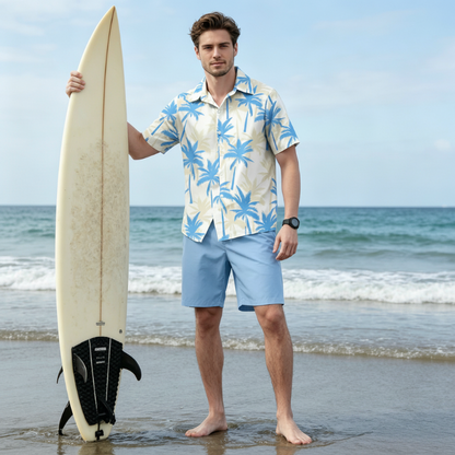 ☀️ Summer Vibes Only – Men's Tropical Print Shirt & Shorts Set🌴