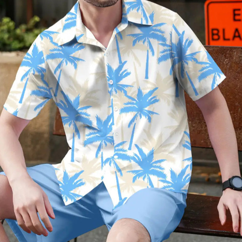 ☀️ Summer Vibes Only – Men's Tropical Print Shirt & Shorts Set🌴