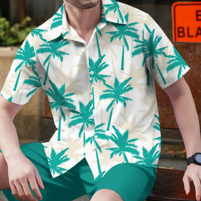 ☀️ Summer Vibes Only – Men's Tropical Print Shirt & Shorts Set🌴