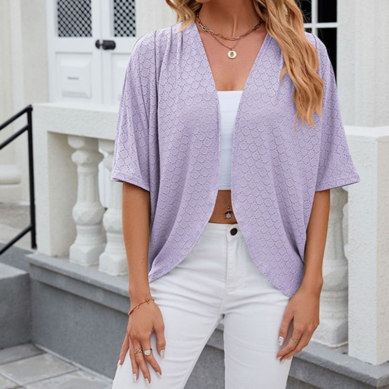 💫Offen geschnittener Halbarm-Cardigan 🎨✨ Müheloser Stil, jeden Tag!