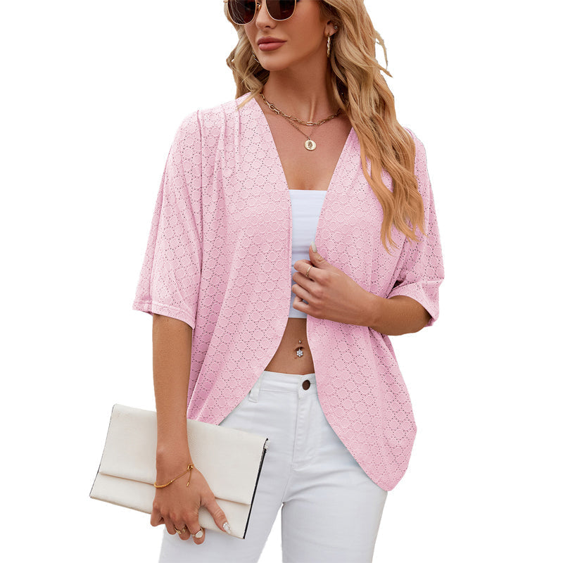 💫Offen geschnittener Halbarm-Cardigan 🎨✨ Müheloser Stil, jeden Tag!