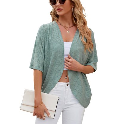 💫Offen geschnittener Halbarm-Cardigan 🎨✨ Müheloser Stil, jeden Tag!