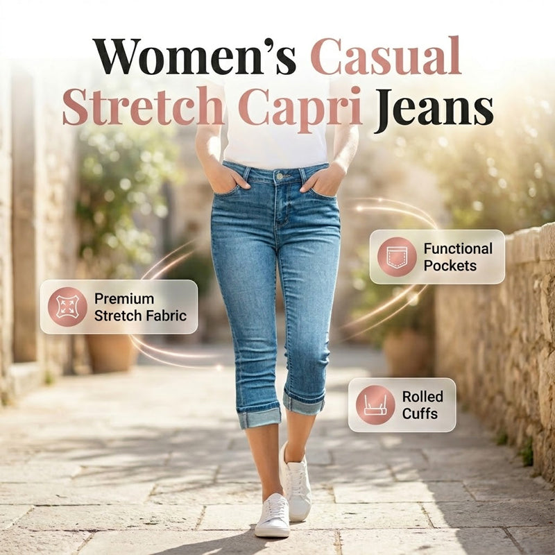 💥✨Zeitlich begrenztes Sonderangebot: 50 % Rabatt – Damen Stretch Capri Jeans mit hoher Taille