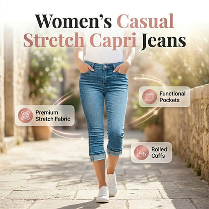 💥✨Zeitlich begrenztes Sonderangebot: 50 % Rabatt – Damen Stretch Capri Jeans mit hoher Taille