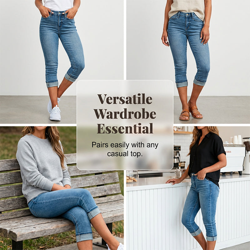 💥✨Zeitlich begrenztes Sonderangebot: 50 % Rabatt – Damen Stretch Capri Jeans mit hoher Taille
