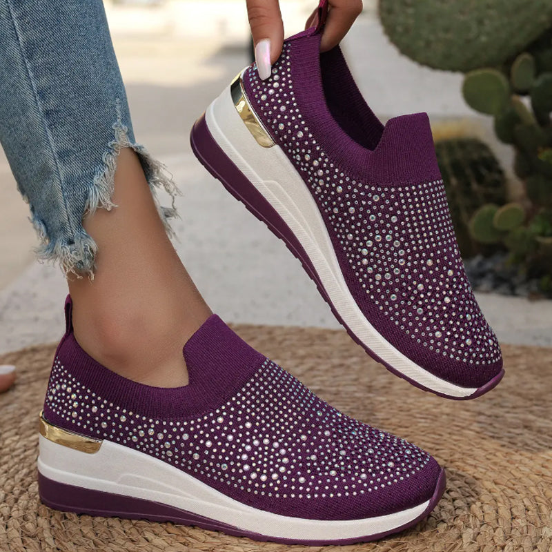 👟Rhinestone Slip-on Casual Mesh Fabric Sneakers For Women✨Slip On, Shine & Stay Comfy! ✨