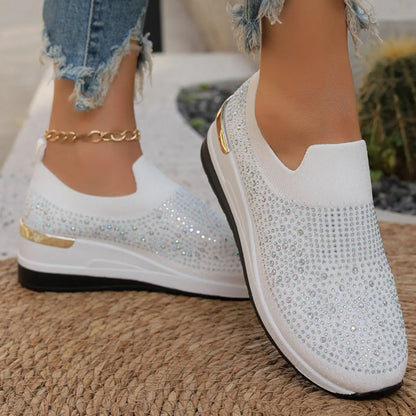 👟Rhinestone Slip-on Casual Mesh Fabric Sneakers For Women✨Slip On, Shine & Stay Comfy! ✨