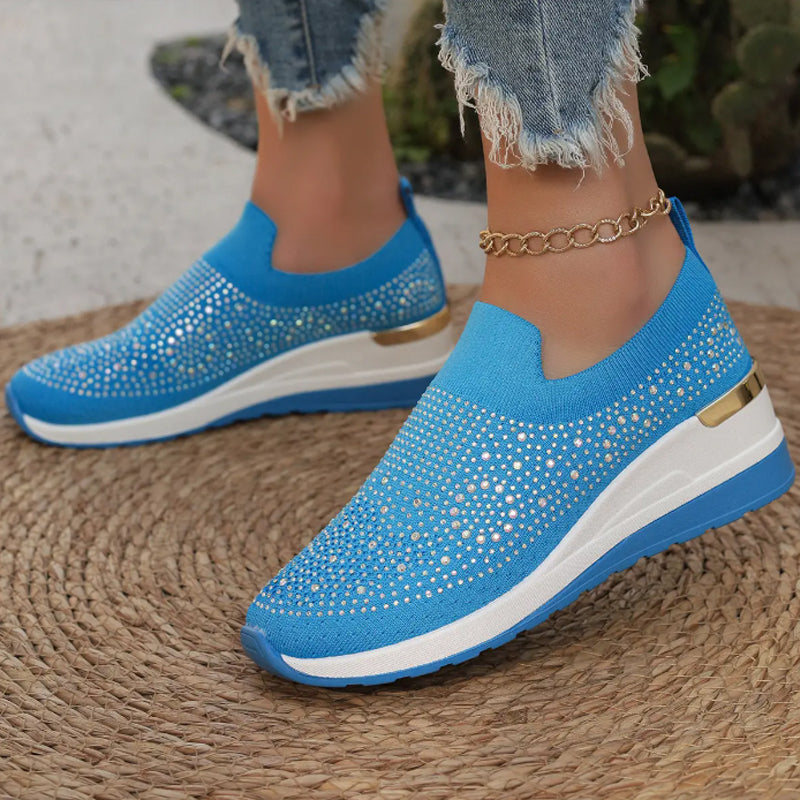 👟Rhinestone Slip-on Casual Mesh Fabric Sneakers For Women✨Slip On, Shine & Stay Comfy! ✨