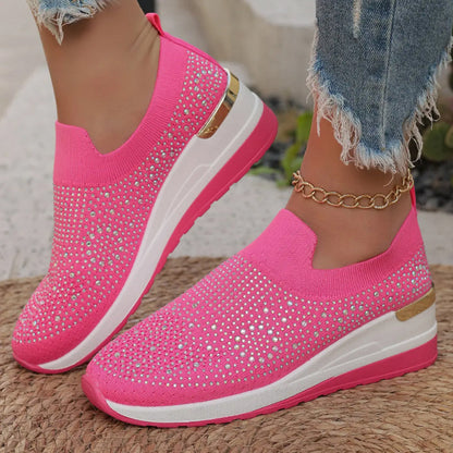 👟Rhinestone Slip-on Casual Mesh Fabric Sneakers For Women✨Slip On, Shine & Stay Comfy! ✨