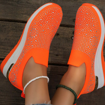 👟Rhinestone Slip-on Casual Mesh Fabric Sneakers For Women✨Slip On, Shine & Stay Comfy! ✨