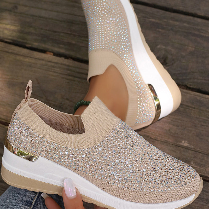 👟Rhinestone Slip-on Casual Mesh Fabric Sneakers For Women✨Slip On, Shine & Stay Comfy! ✨