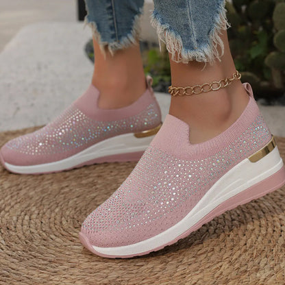 👟Rhinestone Slip-on Casual Mesh Fabric Sneakers For Women✨Slip On, Shine & Stay Comfy! ✨