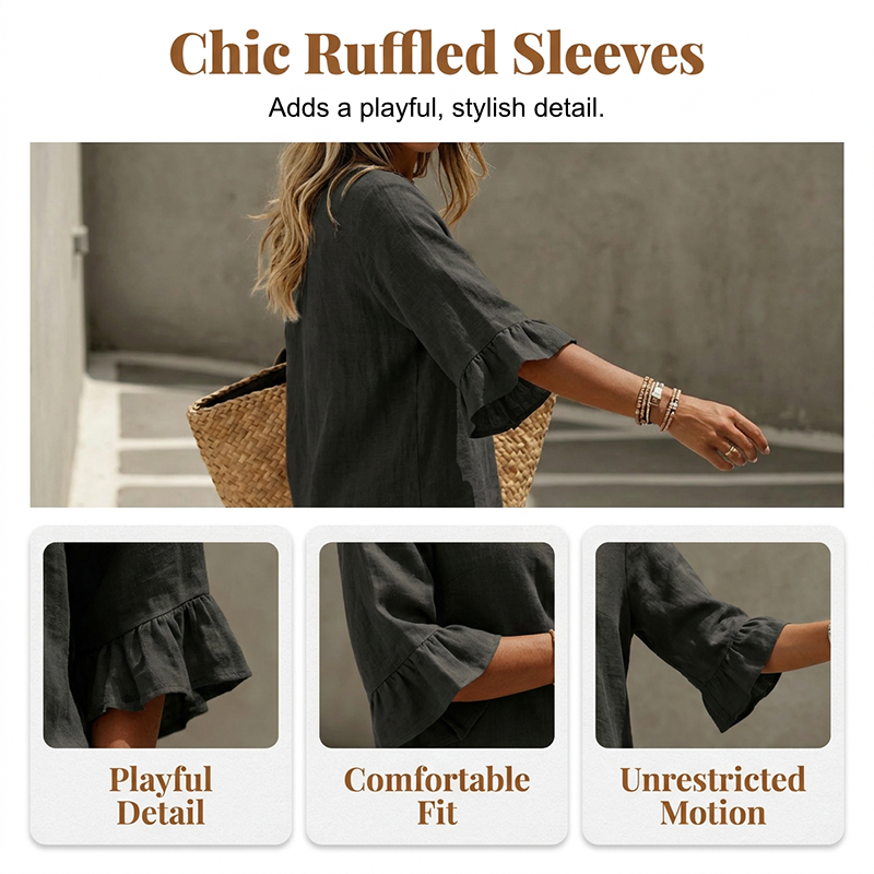 🔥✨New Arrivals & Best Sellers-Women's Ruffled-Sleeve Top & Wide-Leg Pants Set🌸