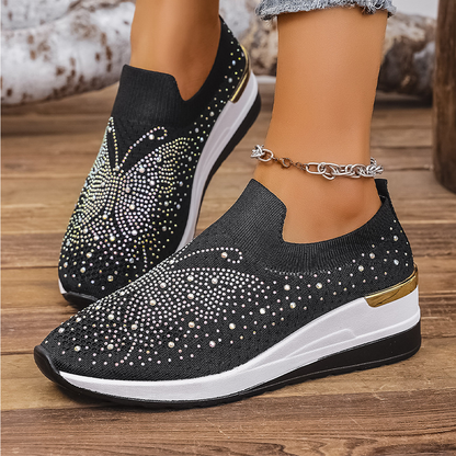 👟Damen Strass Schmetterling Slip-On Sneaker - Glänze mit jedem Schritt ✨