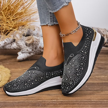 👟Damen Strass Schmetterling Slip-On Sneaker - Glänze mit jedem Schritt ✨