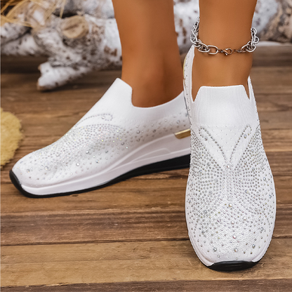 👟Damen Strass Schmetterling Slip-On Sneaker - Glänze mit jedem Schritt ✨