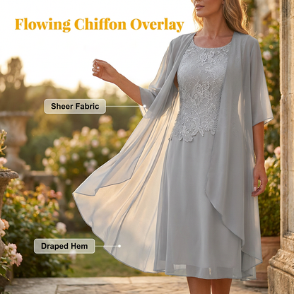 🌸Women's Lace Chiffon Dress 2-Piece Set - Step Into Elegance Effortlessly✨