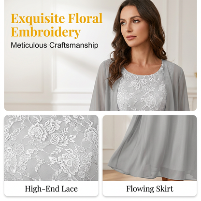 🌸Women's Lace Chiffon Dress 2-Piece Set - Step Into Elegance Effortlessly✨