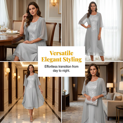 🌸Women's Lace Chiffon Dress 2-Piece Set - Step Into Elegance Effortlessly✨
