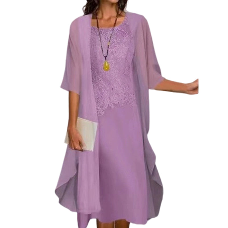 🌸Women's Lace Chiffon Dress 2-Piece Set - Step Into Elegance Effortlessly✨