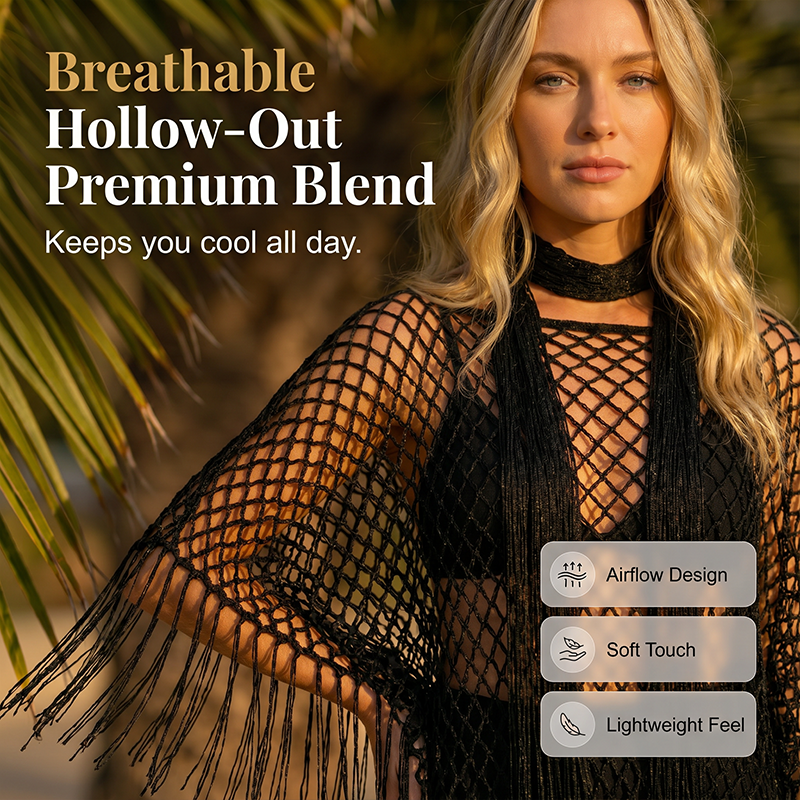 🏆 Sonderpreis letzter Tag 💲12.8! 💐 Sommerliches Metallic Häkel-Cover-Up – leicht, fließend & mühelos stylisches Sommer-Outfit