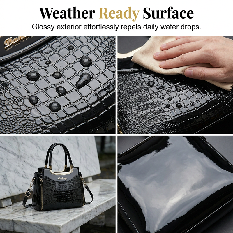 💎✨Women's Vintage Glossy Croc-Embossed Handbag – Chic, Spacious & Effortlessly Elegant