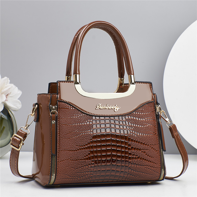 💎✨Women's Vintage Glossy Croc-Embossed Handbag – Chic, Spacious & Effortlessly Elegant