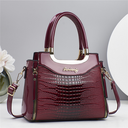 💎✨Women's Vintage Glossy Croc-Embossed Handbag – Chic, Spacious & Effortlessly Elegant