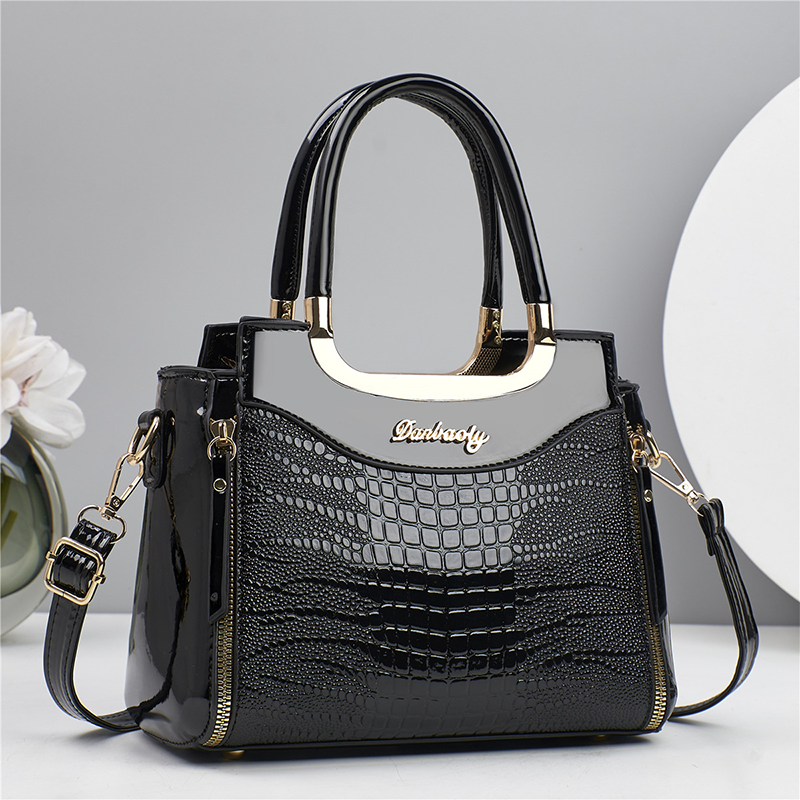 💎✨Women's Vintage Glossy Croc-Embossed Handbag – Chic, Spacious & Effortlessly Elegant