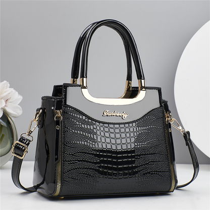 💎✨Women's Vintage Glossy Croc-Embossed Handbag – Chic, Spacious & Effortlessly Elegant