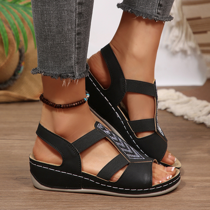 🌬️Summer Rhinestone Wedge Sandals for Women👣 Say Goodbye To Tired Feet This Summer!