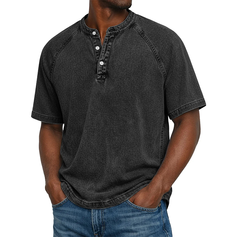 ✨Men's Casual Band Collar Short Sleeve Shirt - Comfortable, Breathable & Effortlessly Stylish