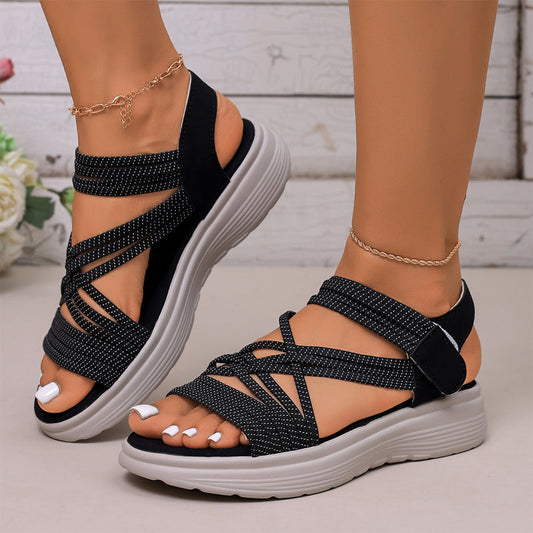 🔥 50% OFF Today Only - Women's Elastic Strap Platform Sport Sandals👣 Walk All Day Without Tired Feet