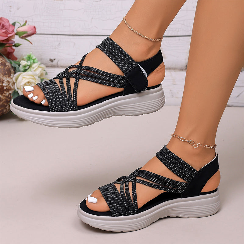 🔥 50% OFF Today Only - Women's Elastic Strap Platform Sport Sandals👣 Walk All Day Without Tired Feet