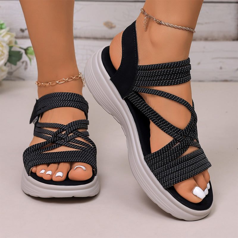 🔥 50% OFF Today Only - Women's Elastic Strap Platform Sport Sandals👣 Walk All Day Without Tired Feet