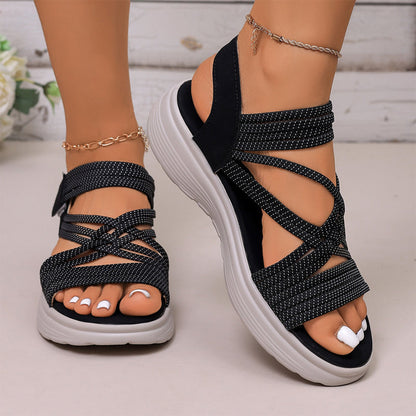 🔥 50% OFF Today Only - Women's Elastic Strap Platform Sport Sandals👣 Walk All Day Without Tired Feet