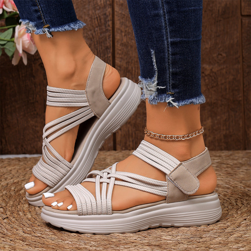 🔥 50% OFF Today Only - Women's Elastic Strap Platform Sport Sandals👣 Walk All Day Without Tired Feet