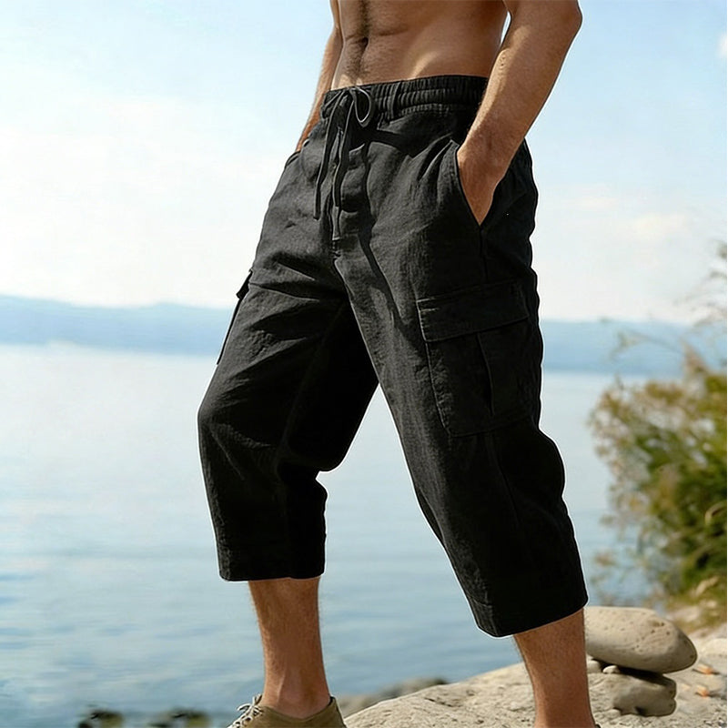 👖Men's Linen Blend Cargo Capri Pants🌬️ Lightweight, Breathable & Built For Comfort