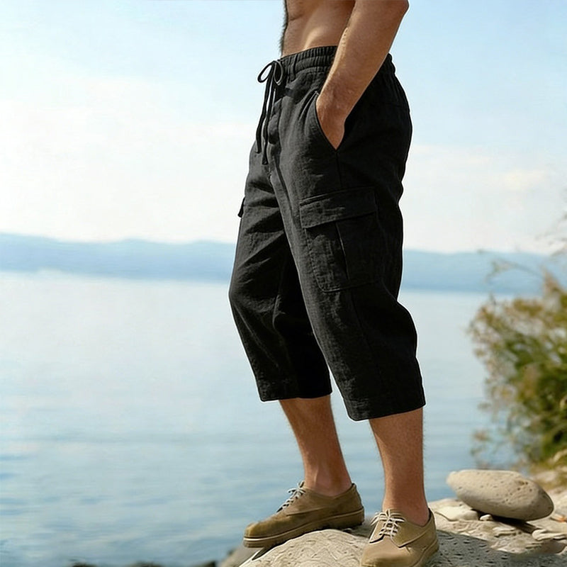 👖Men's Linen Blend Cargo Capri Pants🌬️ Lightweight, Breathable & Built For Comfort