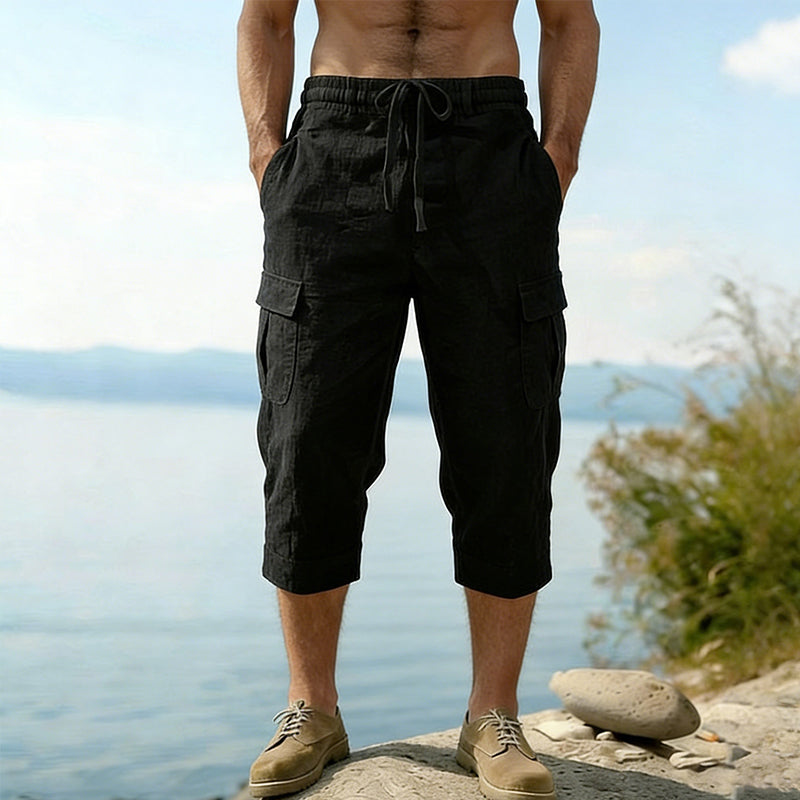 👖Men's Linen Blend Cargo Capri Pants🌬️ Lightweight, Breathable & Built For Comfort