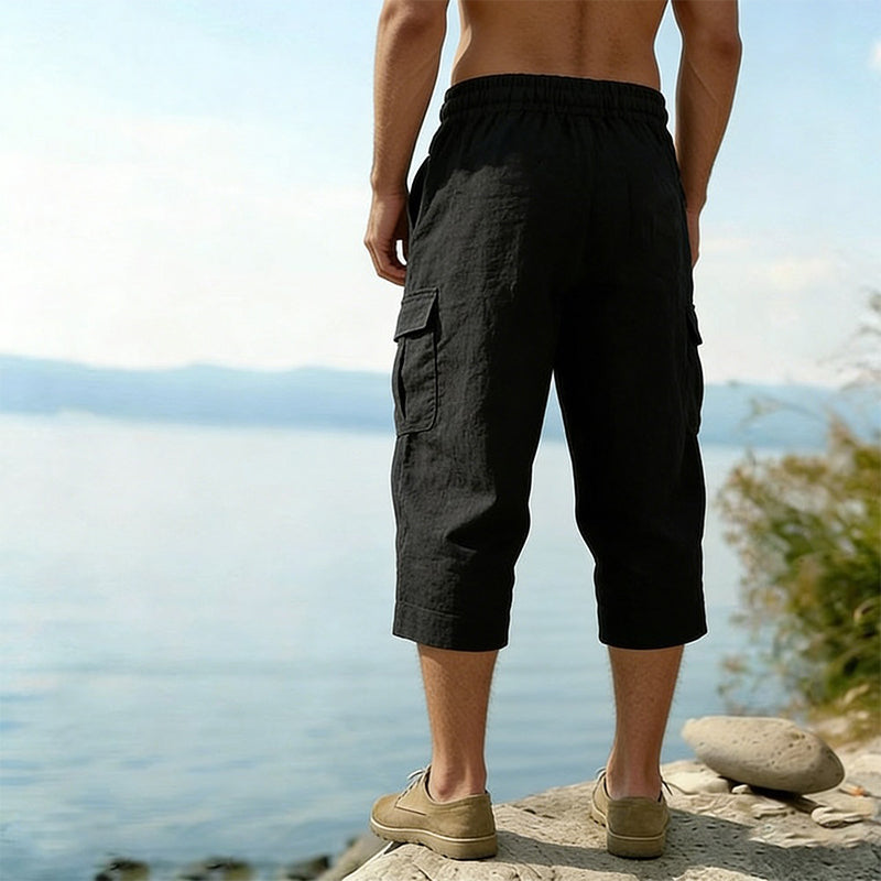 👖Men's Linen Blend Cargo Capri Pants🌬️ Lightweight, Breathable & Built For Comfort