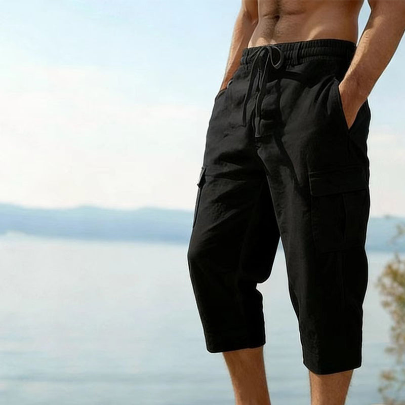 👖Men's Linen Blend Cargo Capri Pants🌬️ Lightweight, Breathable & Built For Comfort