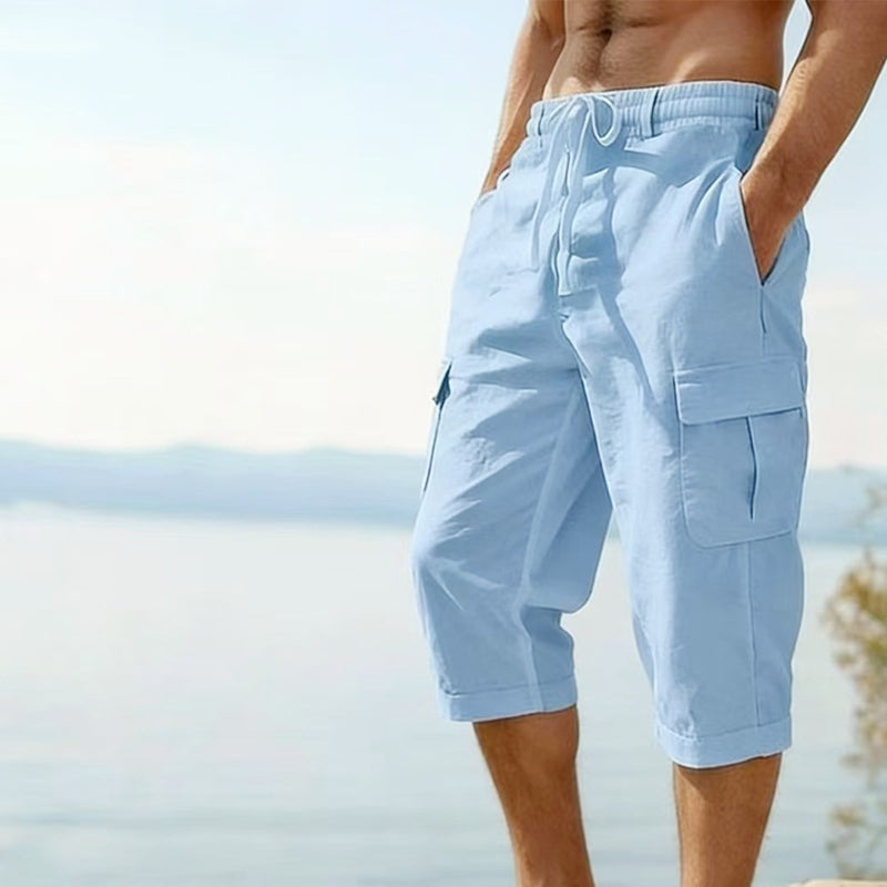 👖Men's Linen Blend Cargo Capri Pants🌬️ Lightweight, Breathable & Built For Comfort