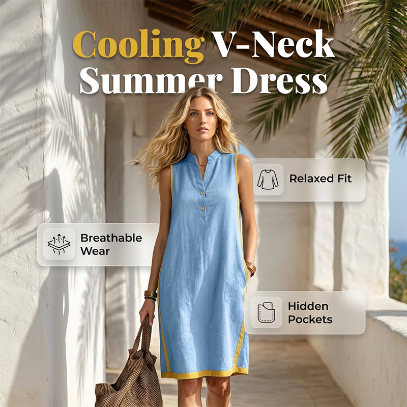 💃✨ Women's V Neck Sleeveless Loose Dress - Cool, Flattering & Effortlessly Stylish