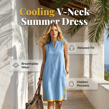 💃✨ Women's V Neck Sleeveless Loose Dress - Cool, Flattering & Effortlessly Stylish