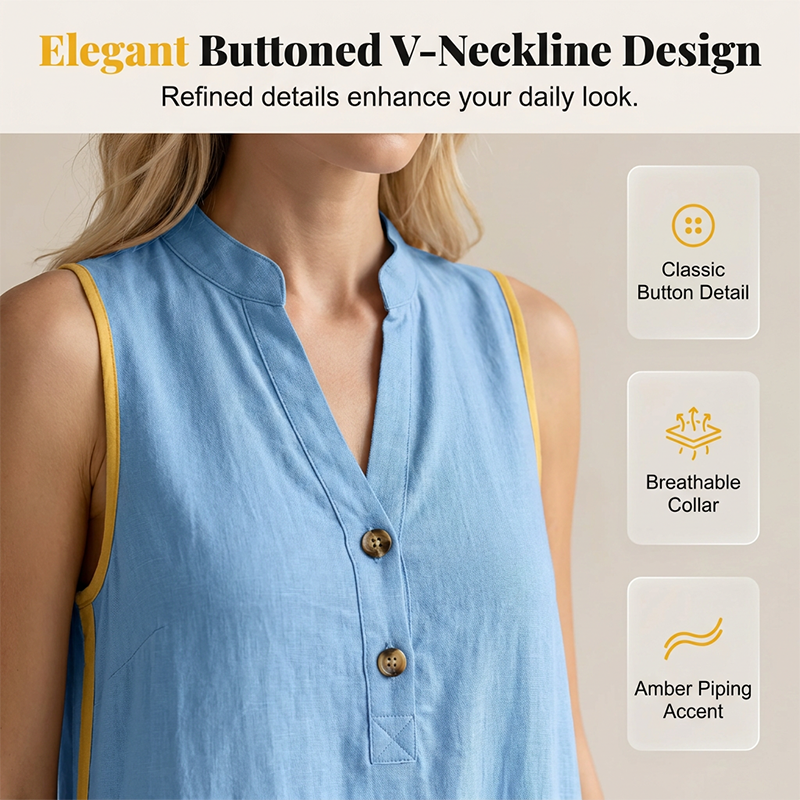 💃✨ Women's V Neck Sleeveless Loose Dress - Cool, Flattering & Effortlessly Stylish