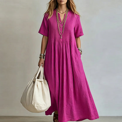 🔥 Nur heute – Bis zu 50% RABATT 👗 Damen lockeres Freizeitkleid mit V-Ausschnitt✨