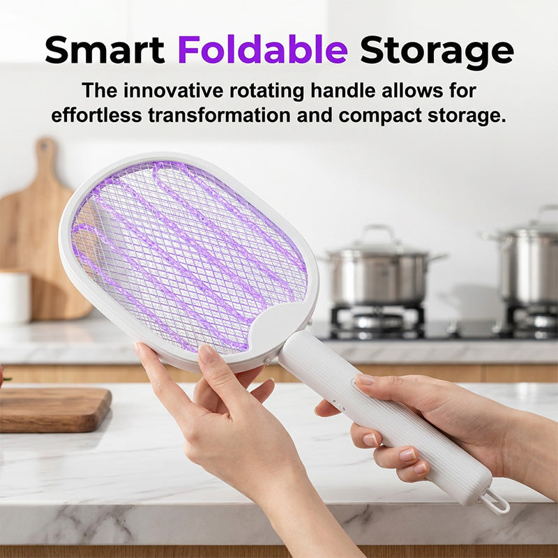 🦟 2-in-1 Foldable Electric Mosquito Swatter⚡ Swat, Zap & Sleep Bite-Free