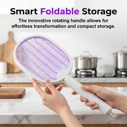 🦟 2-in-1 Foldable Electric Mosquito Swatter⚡ Swat, Zap & Sleep Bite-Free