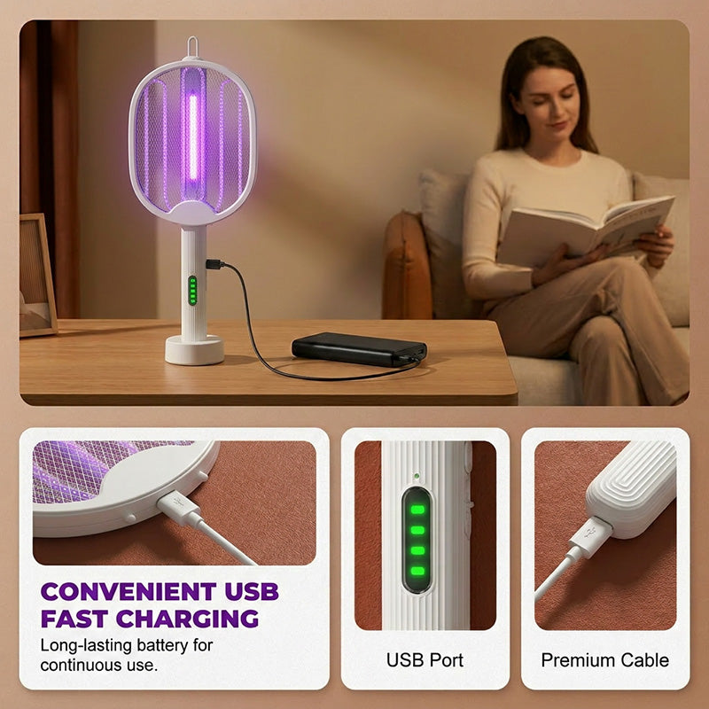 🦟 2-in-1 Foldable Electric Mosquito Swatter⚡ Swat, Zap & Sleep Bite-Free